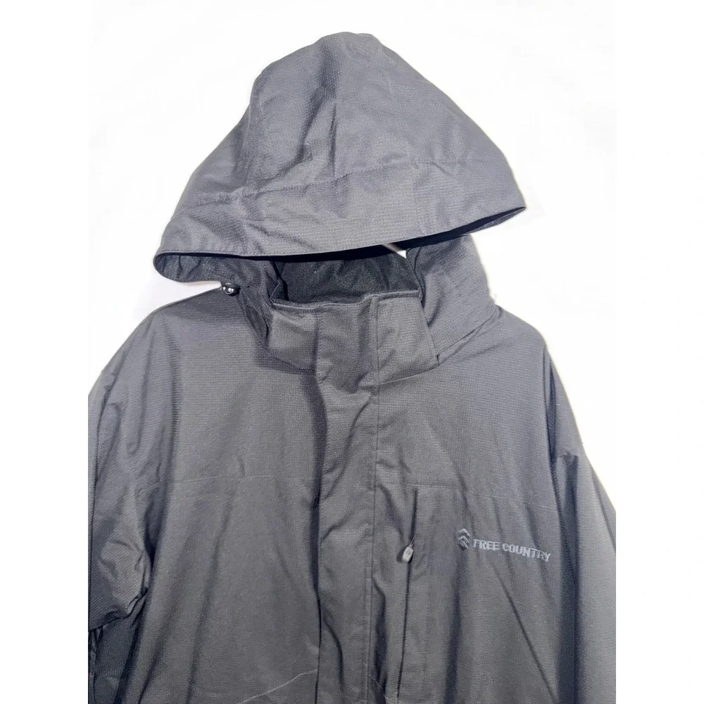 Free Country Mens Black Hooded Softshell Fleece Lined Jacket Large FC-7 F17